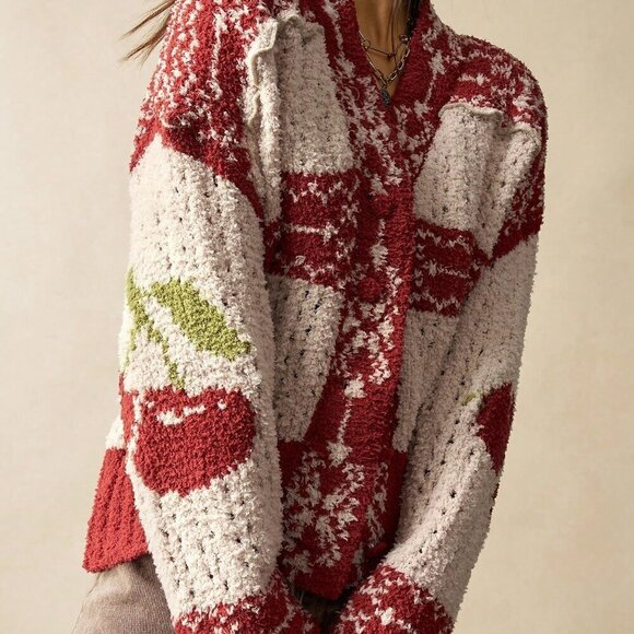 Sweaters - Multicolor Casual Women's Christmas Boho Cardigan